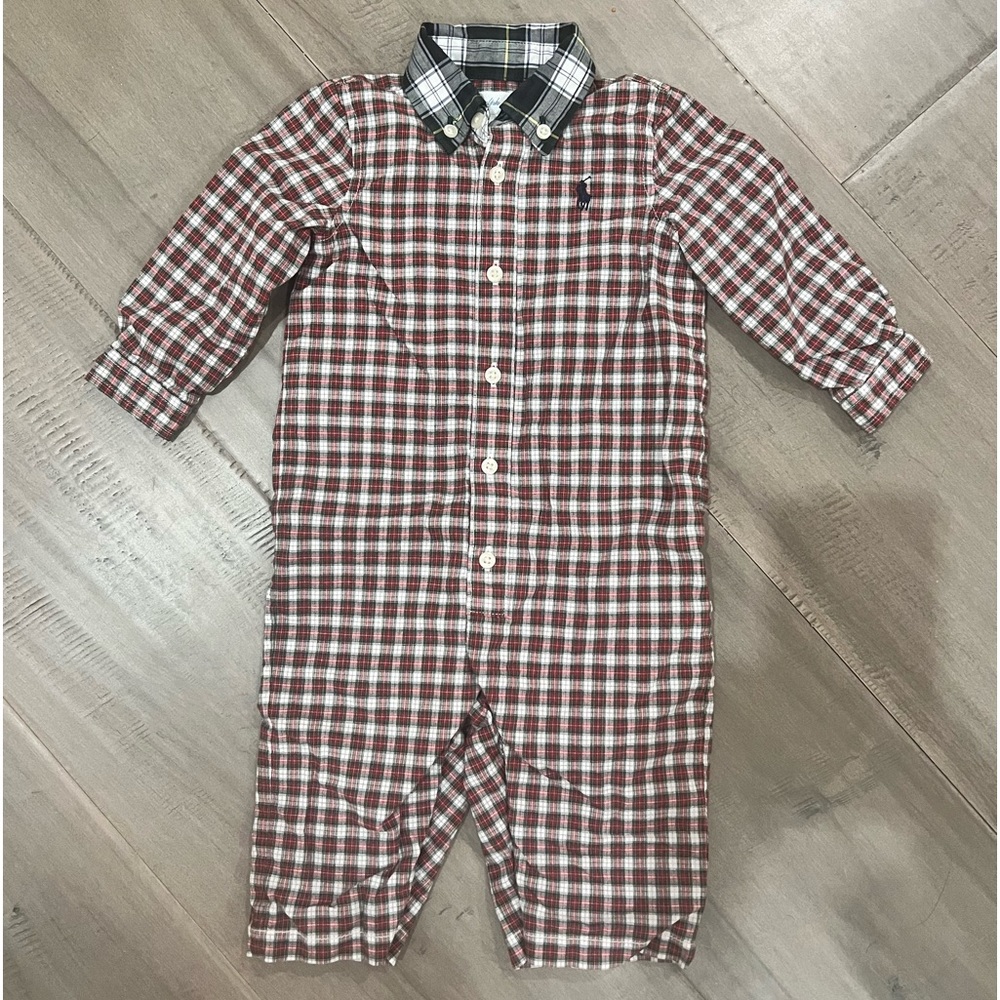Ralph Lauren Boys Plaid Onesie